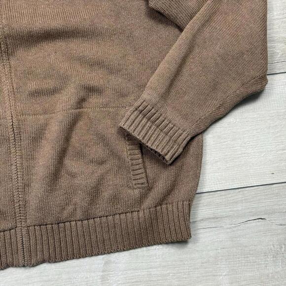 L.L.Bean Men’s Full Zip Sweater Jacket Tan Size L 100% Cotton Knit Shawl Collar - Picture 5 of 8